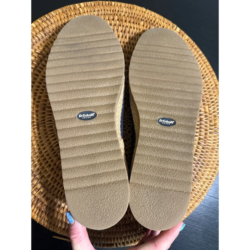 Dr. Scholls Sustainable Comfort Navy Canvas Espadrille Loafers Wedge Slip On